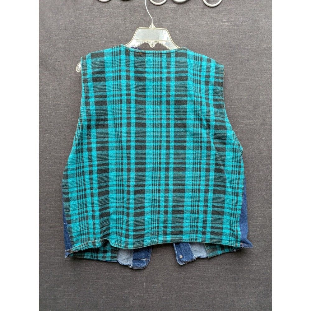 Vtg Force Majeure Jeans Denim Vest Flannel Backed Festival Nashville Country XL - Picture 5 of 7